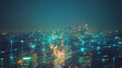 © Teeraphon - abstract professional business team people innovation connection of line from nail node to node on Smart Innovation city with connection cyber security network reciprocity , networking concept