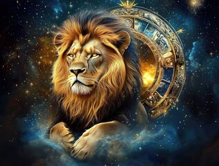 Wall Mural - Celestial Representation of the Lion Sign in Astrological Context