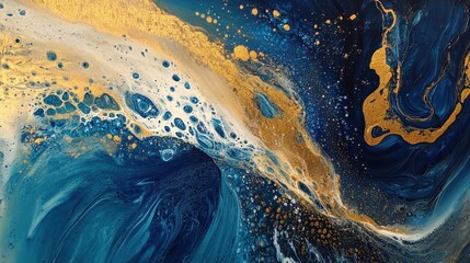 Poster - Abstract Acrylic Painting in Blue and Gold