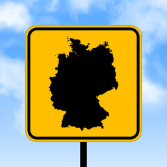 Wall Mural - Germany map on road sign. Country map on yellow rhombus road sign. Vector illustration.