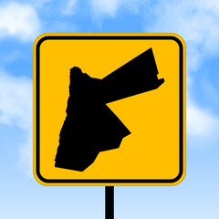 Wall Mural - Jordan map on road sign. Country map on yellow rhombus road sign. Vector illustration.