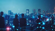 © Teeraphon - abstract professional business team people innovation connection of line from nail node to node on Smart Innovation city with connection cyber security network reciprocity , networking concept