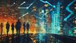 © Teeraphon - abstract professional business team people innovation connection of line from nail node to node on Smart Innovation city with connection cyber security network reciprocity , networking concept