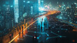 © Teeraphon - abstract professional business team people innovation connection of line from nail node to node on Smart Innovation city with connection cyber security network reciprocity , networking concept