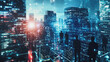 © Teeraphon - abstract professional business team people innovation connection of line from nail node to node on Smart Innovation city with connection cyber security network reciprocity , networking concept
