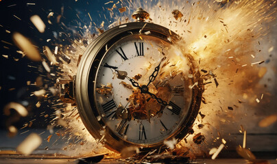 Poster - pocket watch exploding, illustration