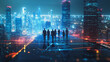 © Teeraphon - abstract professional business team people innovation connection of line from nail node to node on Smart Innovation city with connection cyber security network reciprocity , networking concept