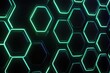 © Yaroslav - Abstract neon hexagon pattern with glowing edges on a dark background for modern design
