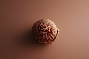 Wall Mural - 2025 color scoop of chocolate ice cream in muted mocha brown color on a mocha brown background