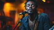 © Tor Gilje - African American male musician passionately performing on stage with eyes closed.