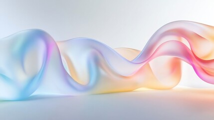 Wall Mural - abstract pastel iridescent flowing waves.