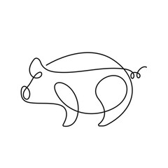 Wall Mural - Continuous One Line Drawing of Cute Pig. Piggy Linear Style for Minimalist Design. Editable Stroke. Pig Doodle Black on White Vector Illustration