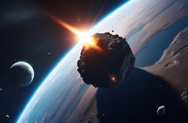earth with a planet in the background