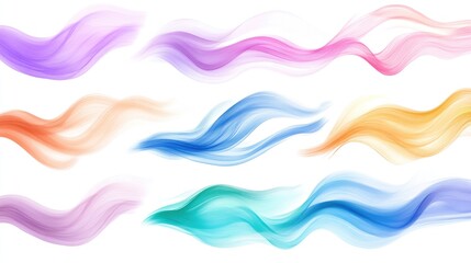 Wall Mural - Six colorful waves on white