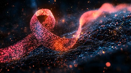 Wall Mural - abstract glowing ribbon network digital connection technology data flow