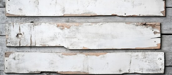 Wall Mural - Vintage cracked white wooden boards on gray background with ample space for overlay text or design elements.