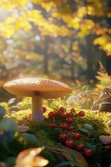 Poster - Mushroom in Lush Forest