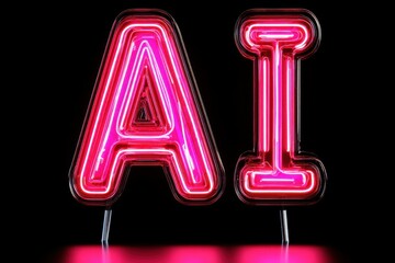 Wall Mural - Neon Letters Forming The Abbreviation AI