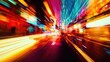 © The 2R Artificiality - Dynamic Abstract Cityscape with Vivid Colors and Motion Blur Representing Energy and Movement at Night