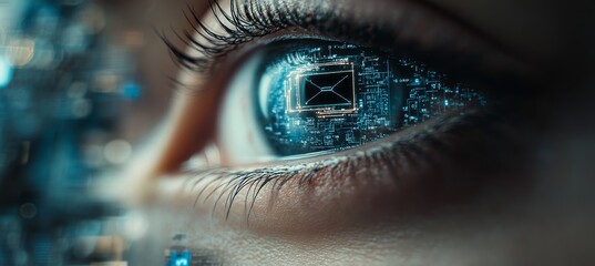 Leinwandbilder - Artificial intelligence digital eyes. Technology wireless server communication system. Generative AI technology.	
