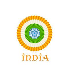 Wall Mural - India Text with Indian Flag Paper Flower on Png Background for Happy Republic Day and Independence Day.