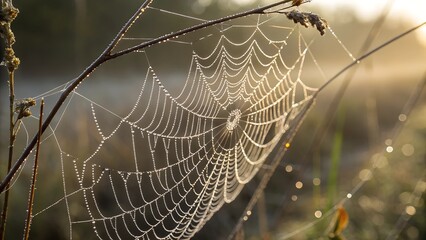 spider web in the morning