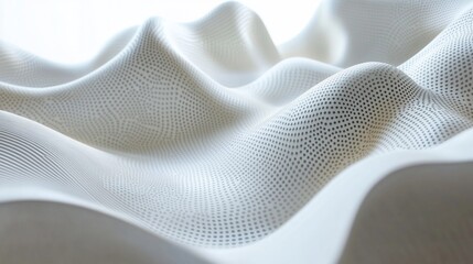 Wall Mural - abstract white undulating surface with dotted texture.
