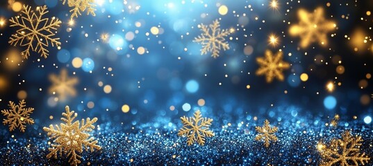 Wall Mural - golden snowflake christmas backdrop. winter december and new year holiday event. generative ai techn