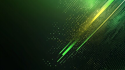 Wall Mural - abstract green and gold light streaks on dark background.