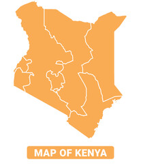 Kenya country orange map simple flat border outline vector illustration