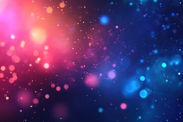 abstract background with red, blue bokeh and connecting lines.