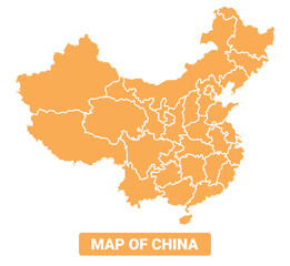 China country orange map simple flat border outline vector illustration