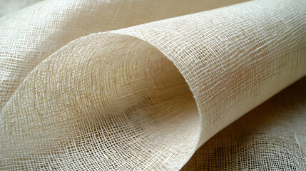 Beige Open Weave Fabric Creates a Soft, Flowing Form with a Delicate Texture and Neutral Color Palette.