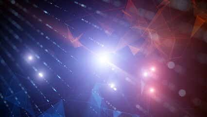 Wall Mural - artistic red blue digital tech cyberspace network illustration.
