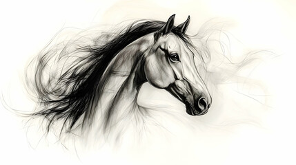 Naklejka na meble Horse Head with Flowing Mane: Equine Beauty and Grace