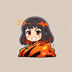 Sticker - Angry Anime Girl in Orange Hoodie