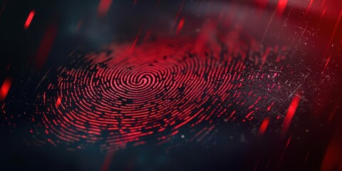 Red fingerprint is shown on a black background