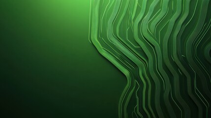 A vibrant green abstract background featuring flowing lines, creating a modern and tech-inspired design.