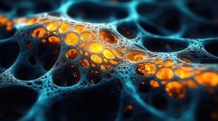 Intricate texture resembling a futuristic micro-structure, glowing with a fascinating, vivid light.