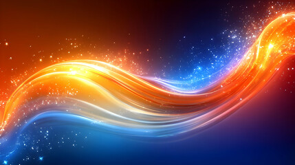 Wall Mural - Abstract Background - Swirling Light Waves, Sparkles, Blue, Orange