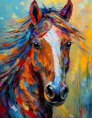 Wall Mural - abstract picture of a beautiful horse ,oil paint artwork style