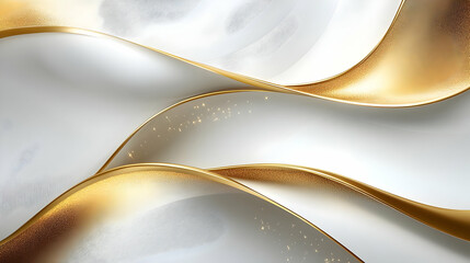 Wall Mural - Abstract Background Illustration- Golden White Waves and Sparkles