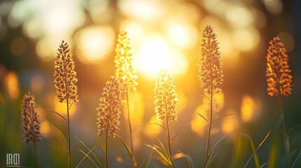 Sticker - Photo Golden Hour Wildflowers Sunset Nature Meadow