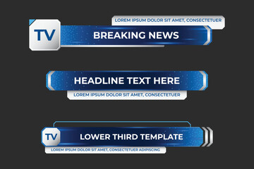 Wall Mural - Futuristic design lower third banner. Broadcast news lower third banner template design. Lower third bar template for breaking news. Video headline title