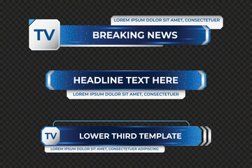 Wall Mural - Futuristic design lower third banner. Broadcast news lower third banner template design. Lower third bar template for breaking news. Video headline title
