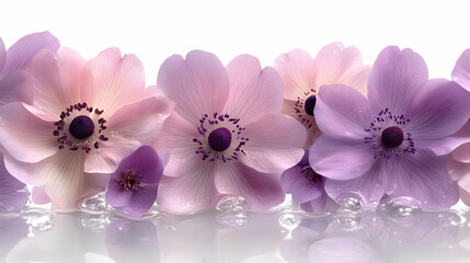 Sticker - Illustration Pink and Purple Flowers Water Reflection