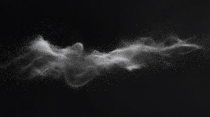 Wall Mural - abstract white dust particles floating on black background.