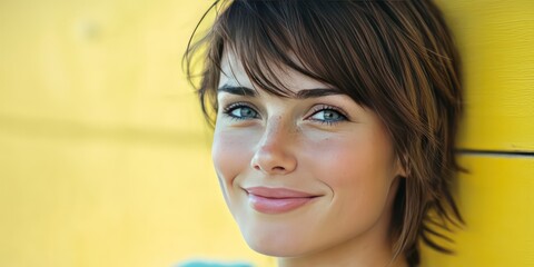 Fototapete - A portrait of an attractive person, their face reflecting genuine happiness and contentment.