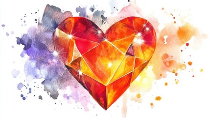 Poster - Watercolor Heart Gemstone