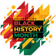 © Rajan - Modern abstract flat geometric background design for Black History month, banner, poster, vector with simple retro midcentury colorful template isolated on white background